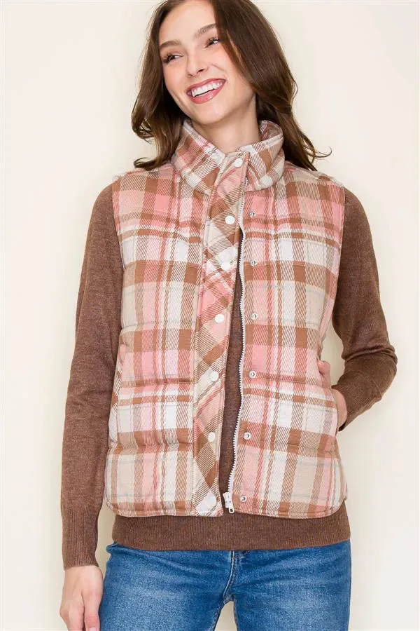 Pink Plaid Vest - FINAL SALE