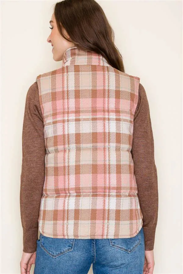Pink Plaid Vest - FINAL SALE