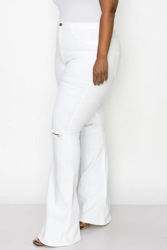 PLUS White Flare Jeans