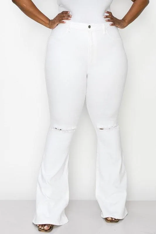 PLUS White Flare Jeans