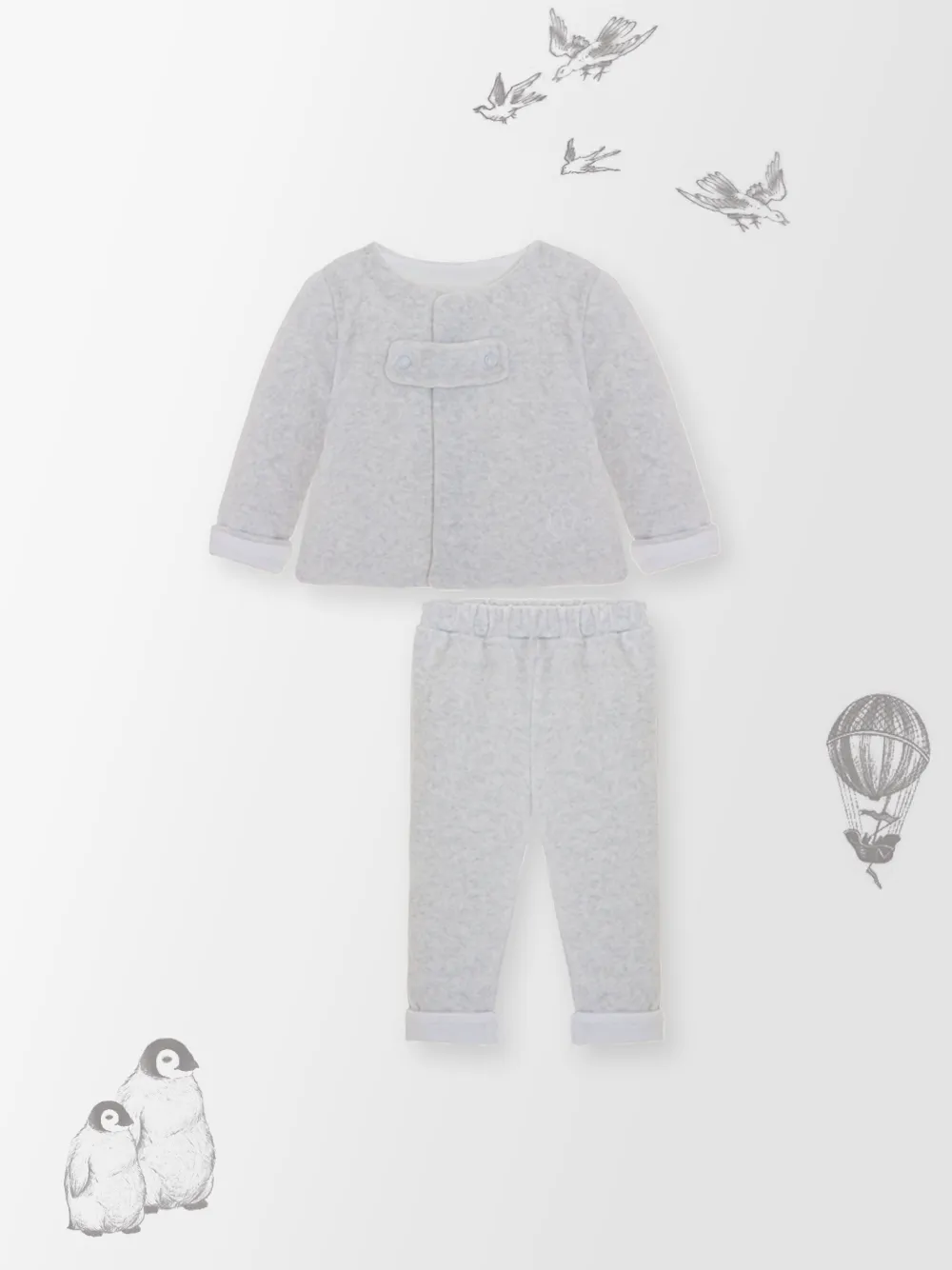 POM PETIT POM Grey Baby Boys Jacket & Trousers