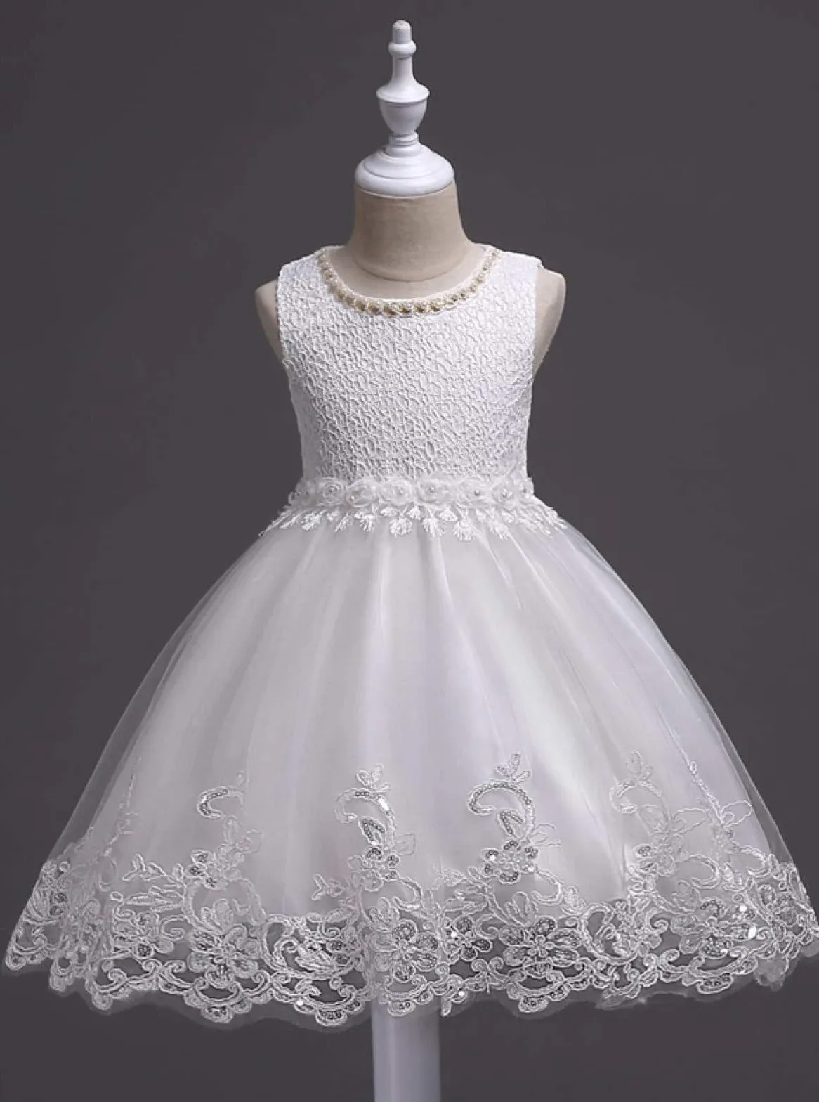 Pretty Plies Rose Pearl Embellished Flower Girl Dress