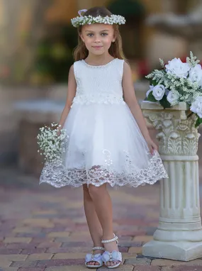 Pretty Plies Rose Pearl Embellished Flower Girl Dress
