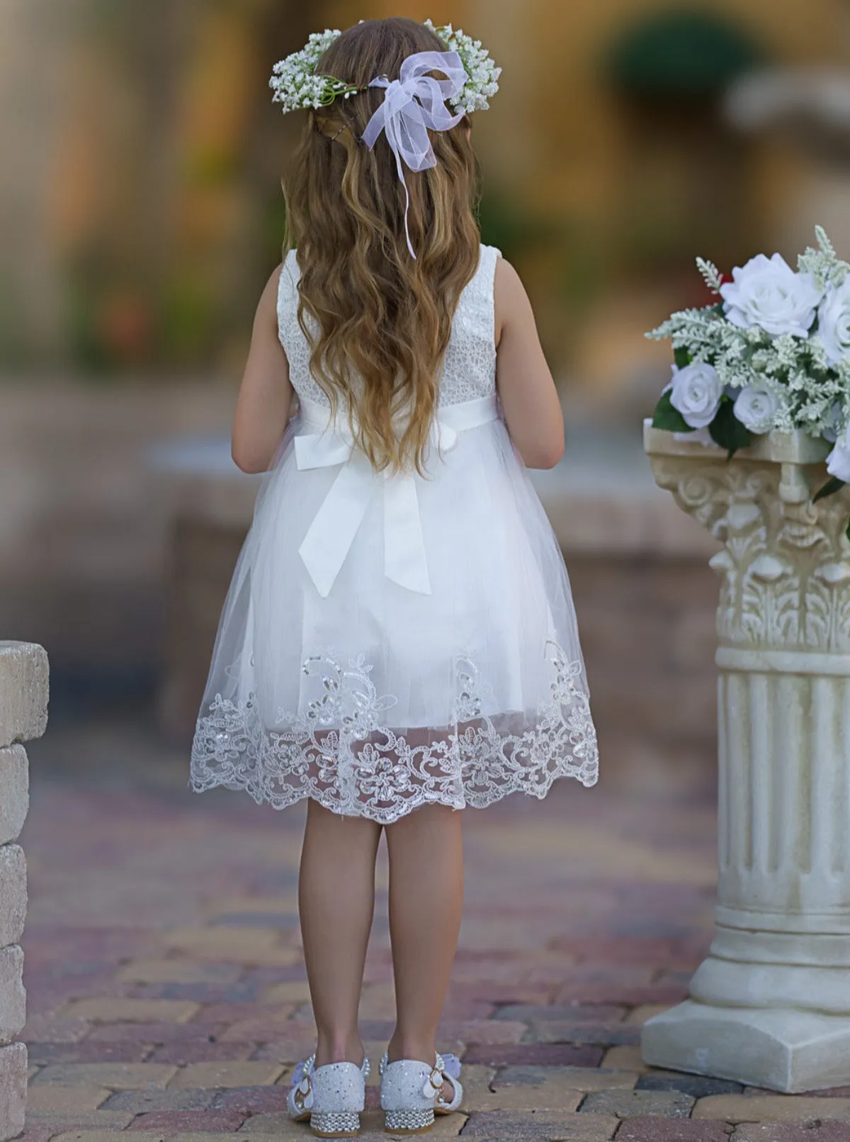 Pretty Plies Rose Pearl Embellished Flower Girl Dress