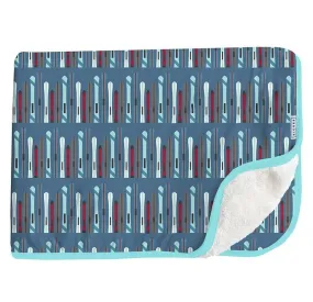Print Bamboo Sherpa-Lined Throw Blanket, Twilight Skis - One Size
