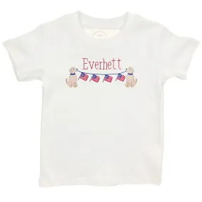 Puppy & Flag Embroidery Shirt