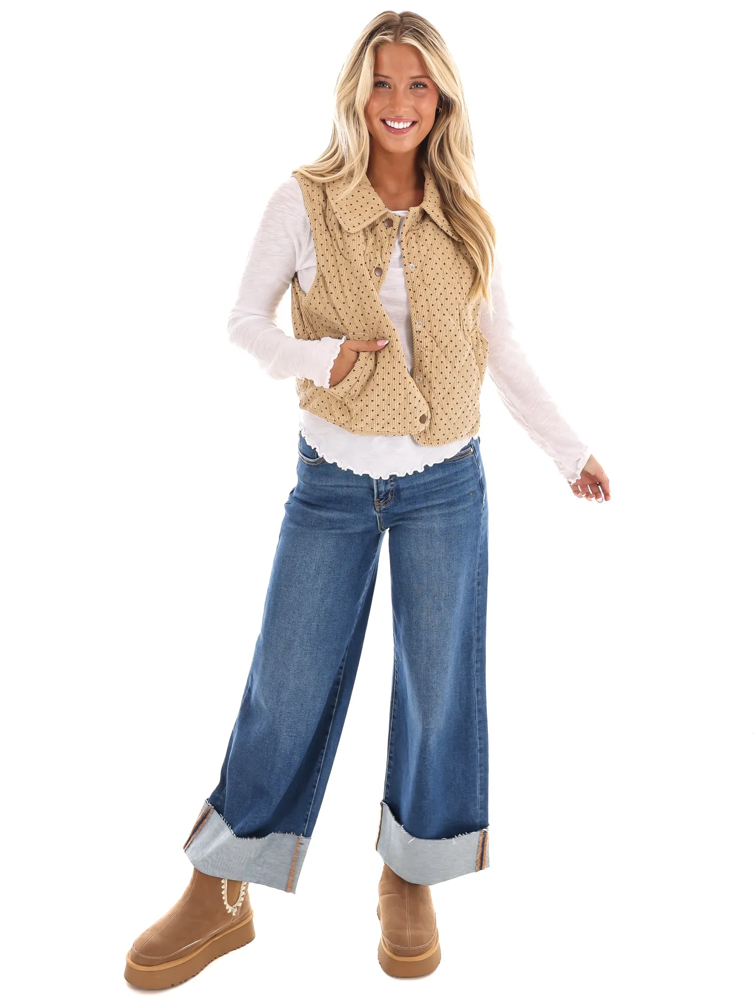 Quilted Charm Corduroy Vest