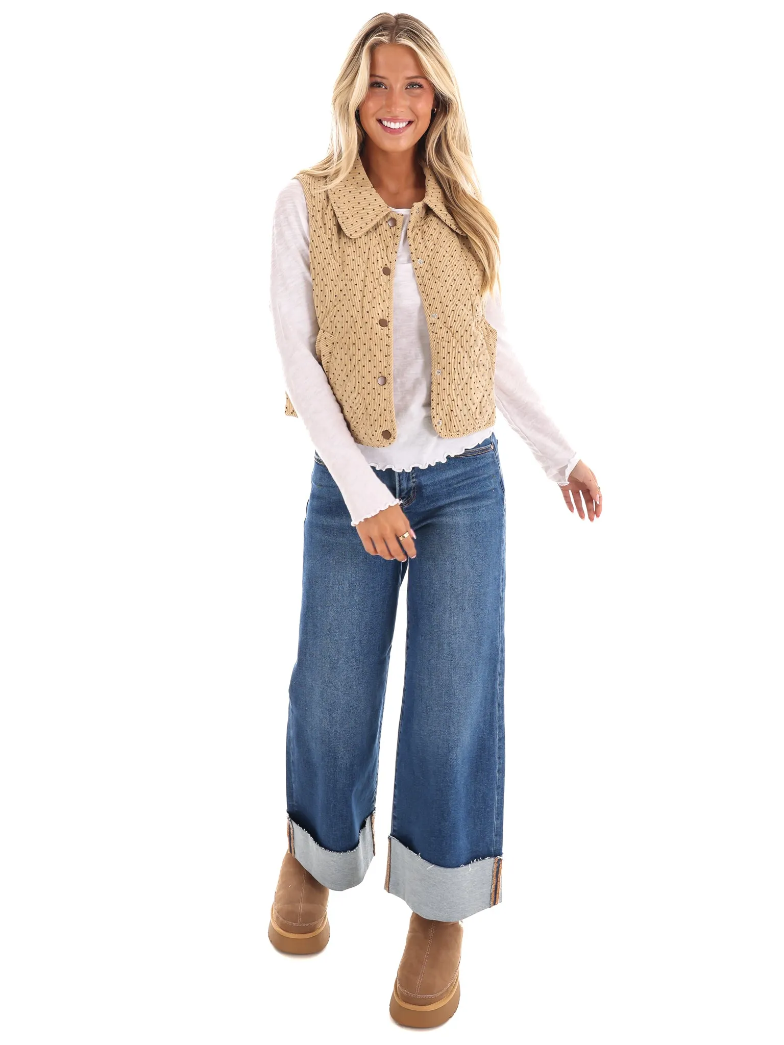 Quilted Charm Corduroy Vest