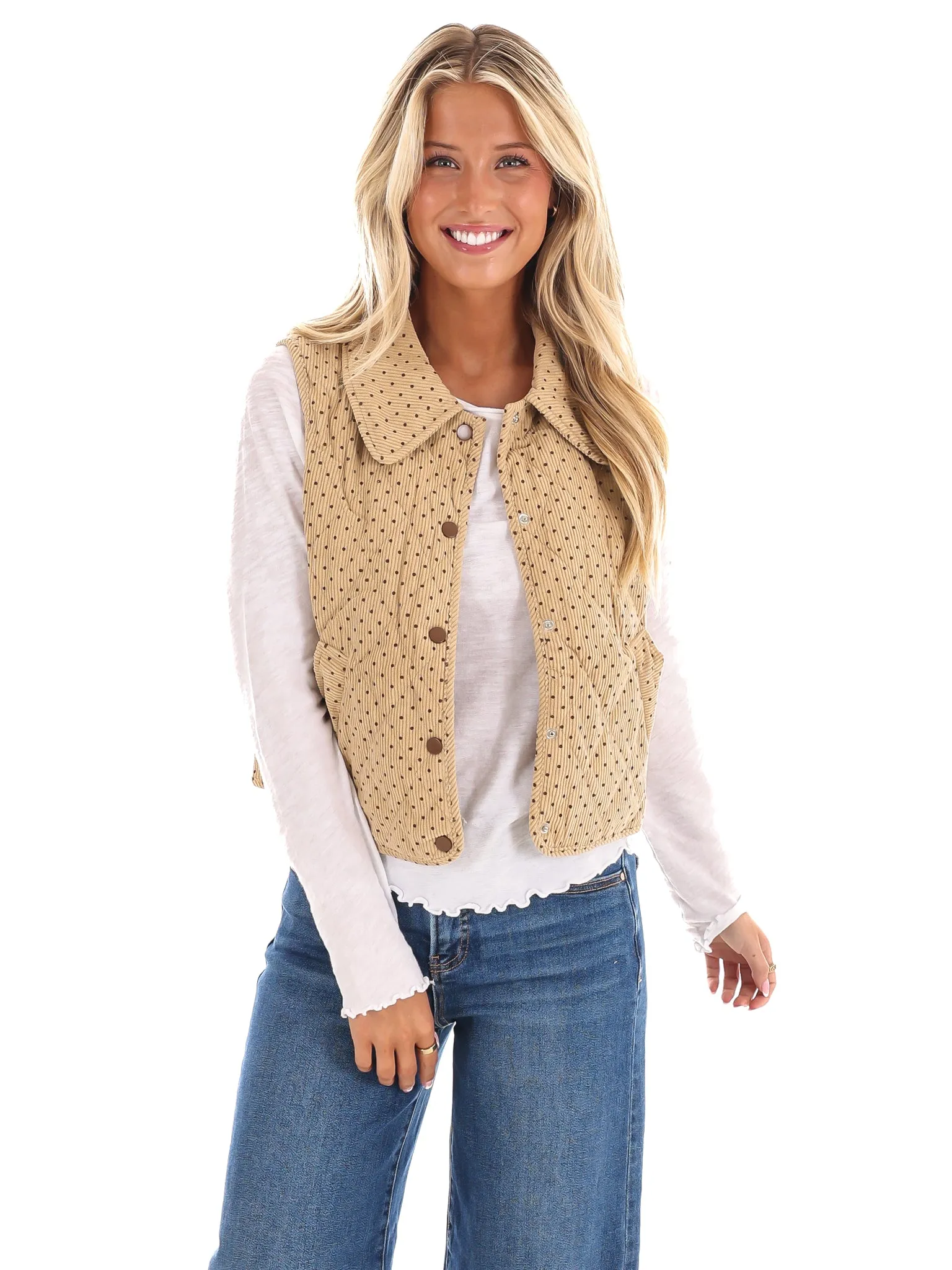 Quilted Charm Corduroy Vest
