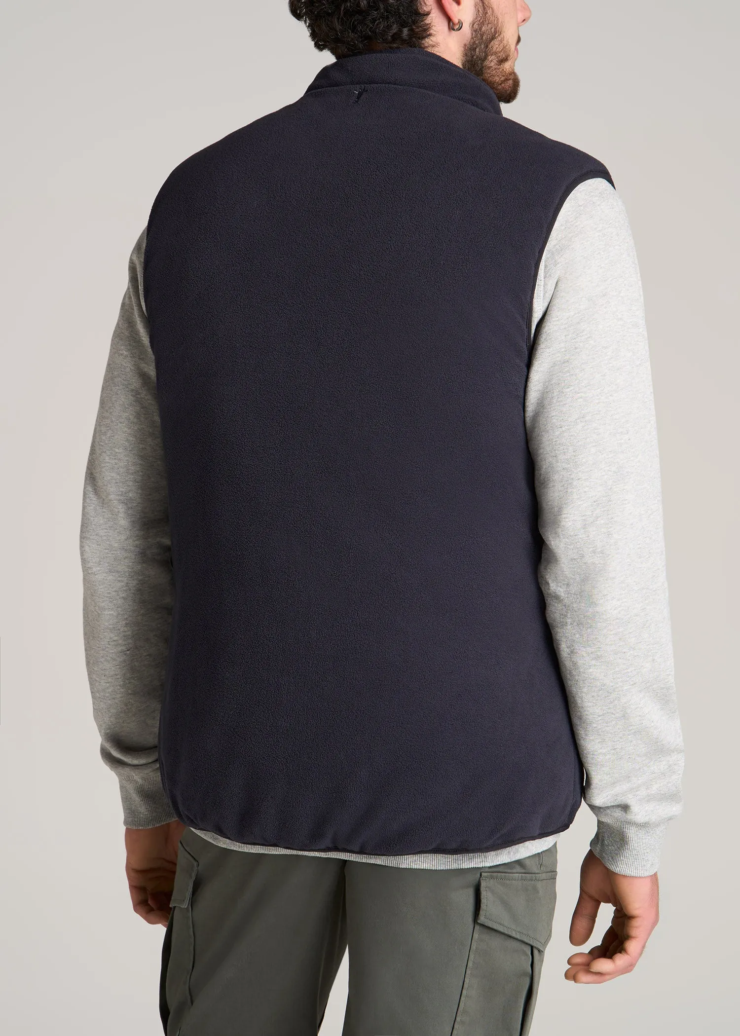 Quilted Reversible Tall Men's Vest in Black & Charcoal