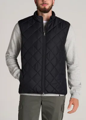 Quilted Reversible Tall Men's Vest in Black & Charcoal