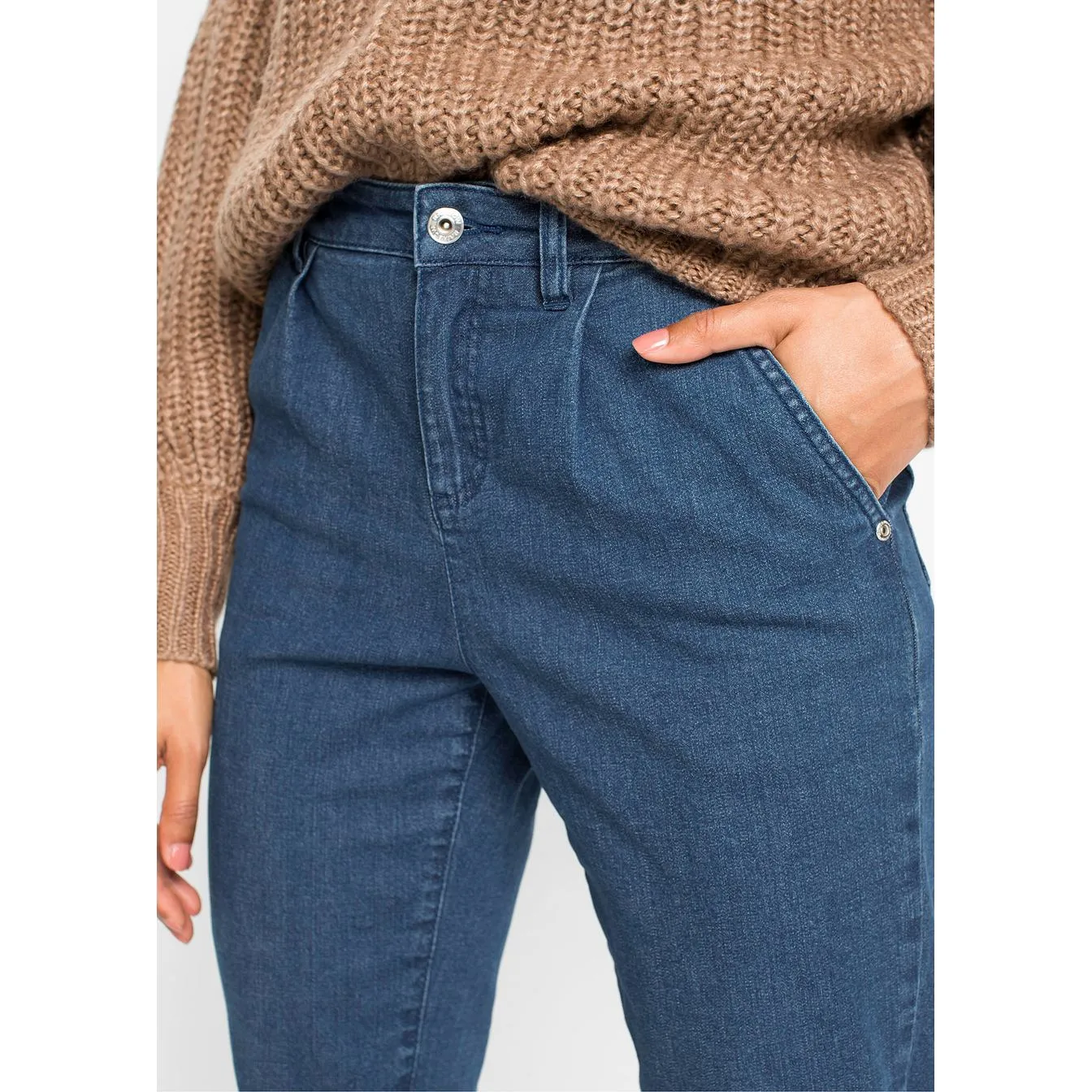 Rainbow Blue Stone Buckle Boyfriend Jeans