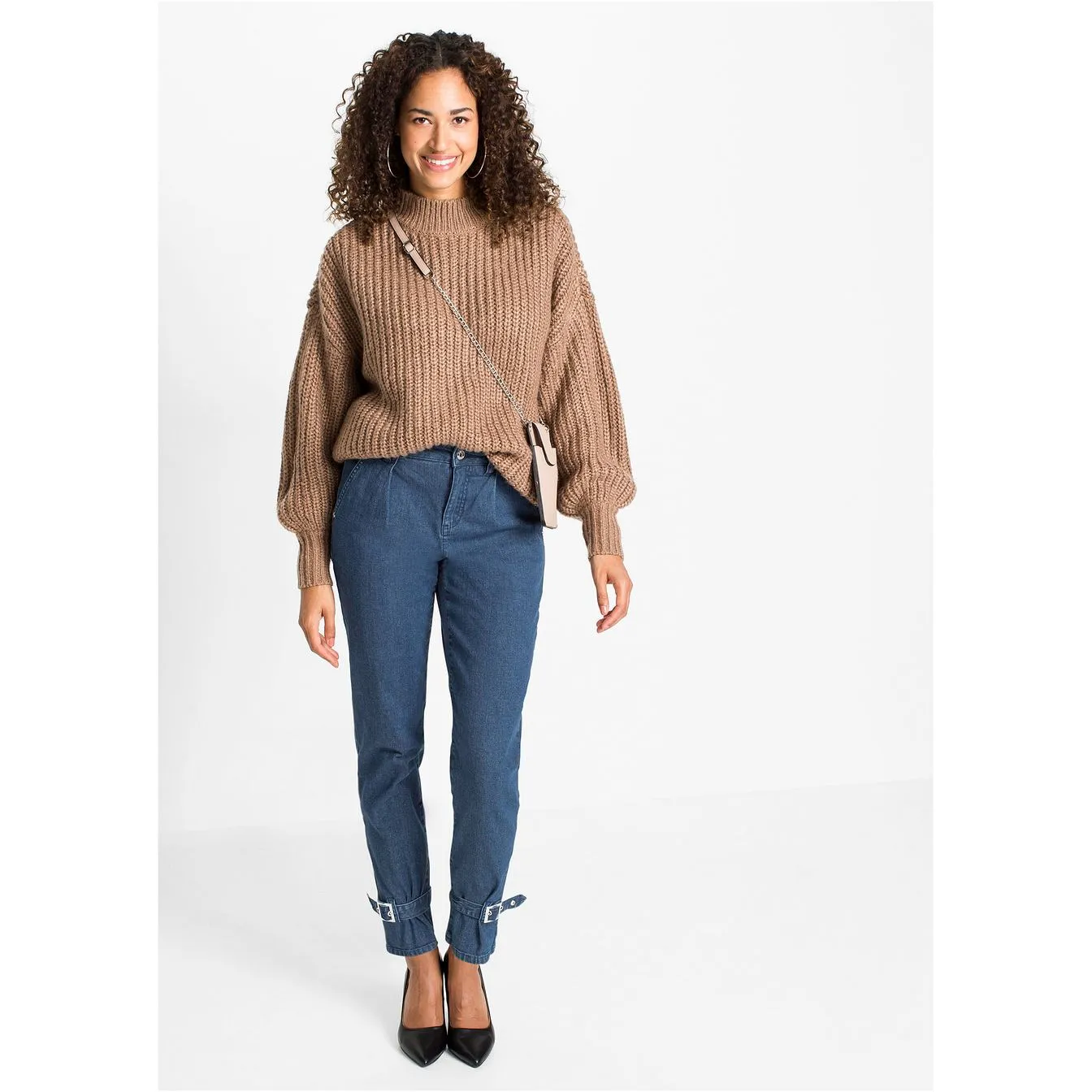 Rainbow Blue Stone Buckle Boyfriend Jeans
