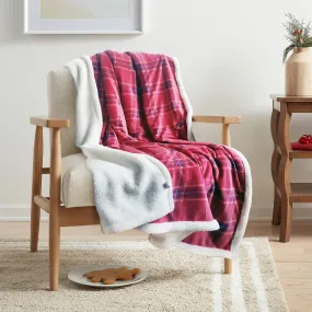 Red Plaids Sherpa Blanket