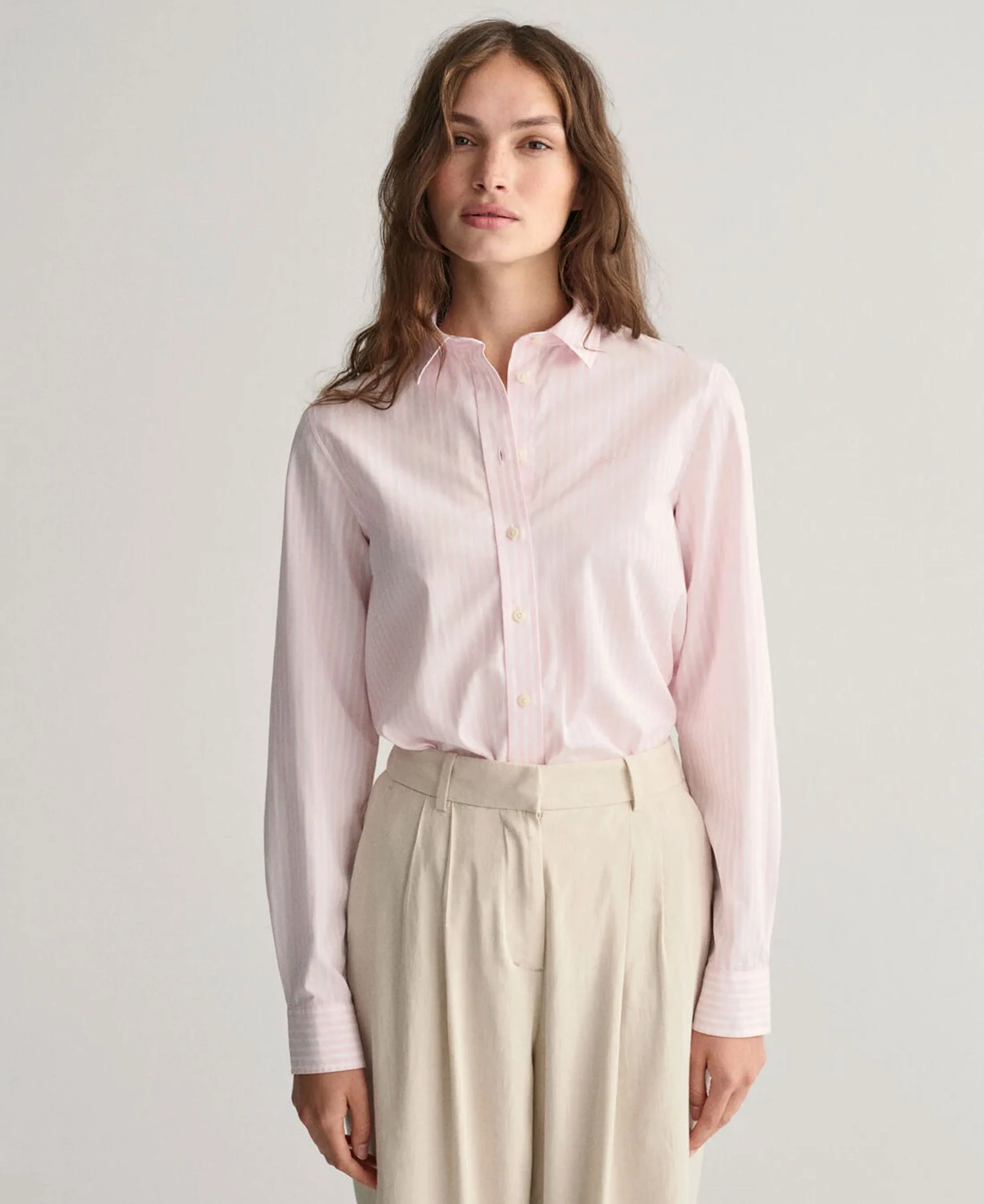 Regular Fit Classic Poplin Striped Shirt - Light Pink