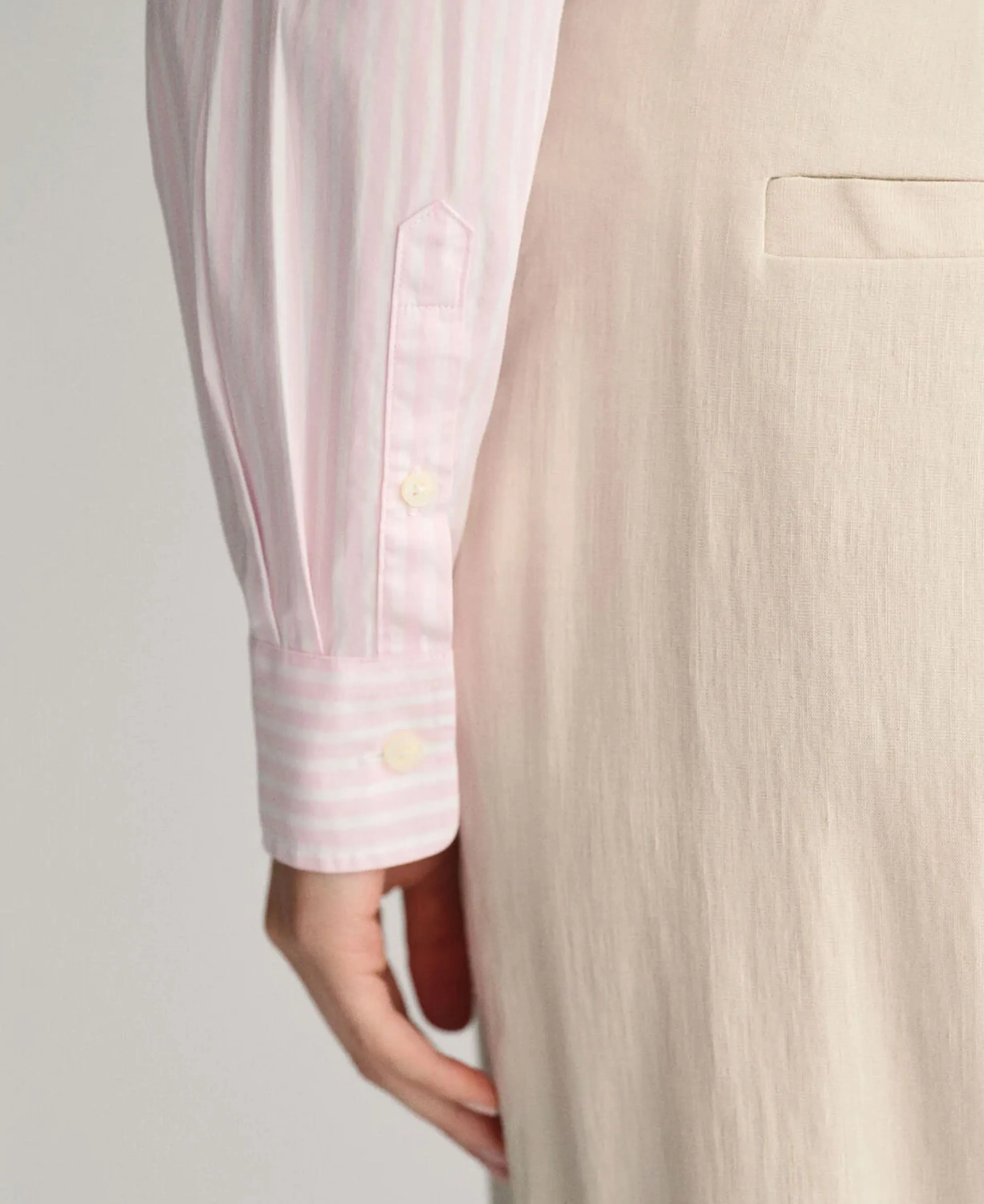 Regular Fit Classic Poplin Striped Shirt - Light Pink