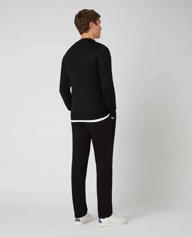 Remus Uomo Light Weight Crew Neck Sweater - Black