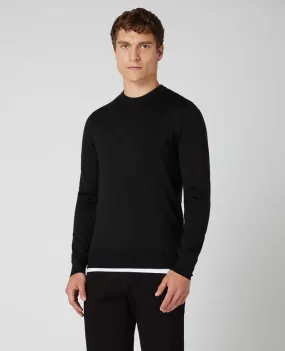 Remus Uomo Light Weight Crew Neck Sweater - Black