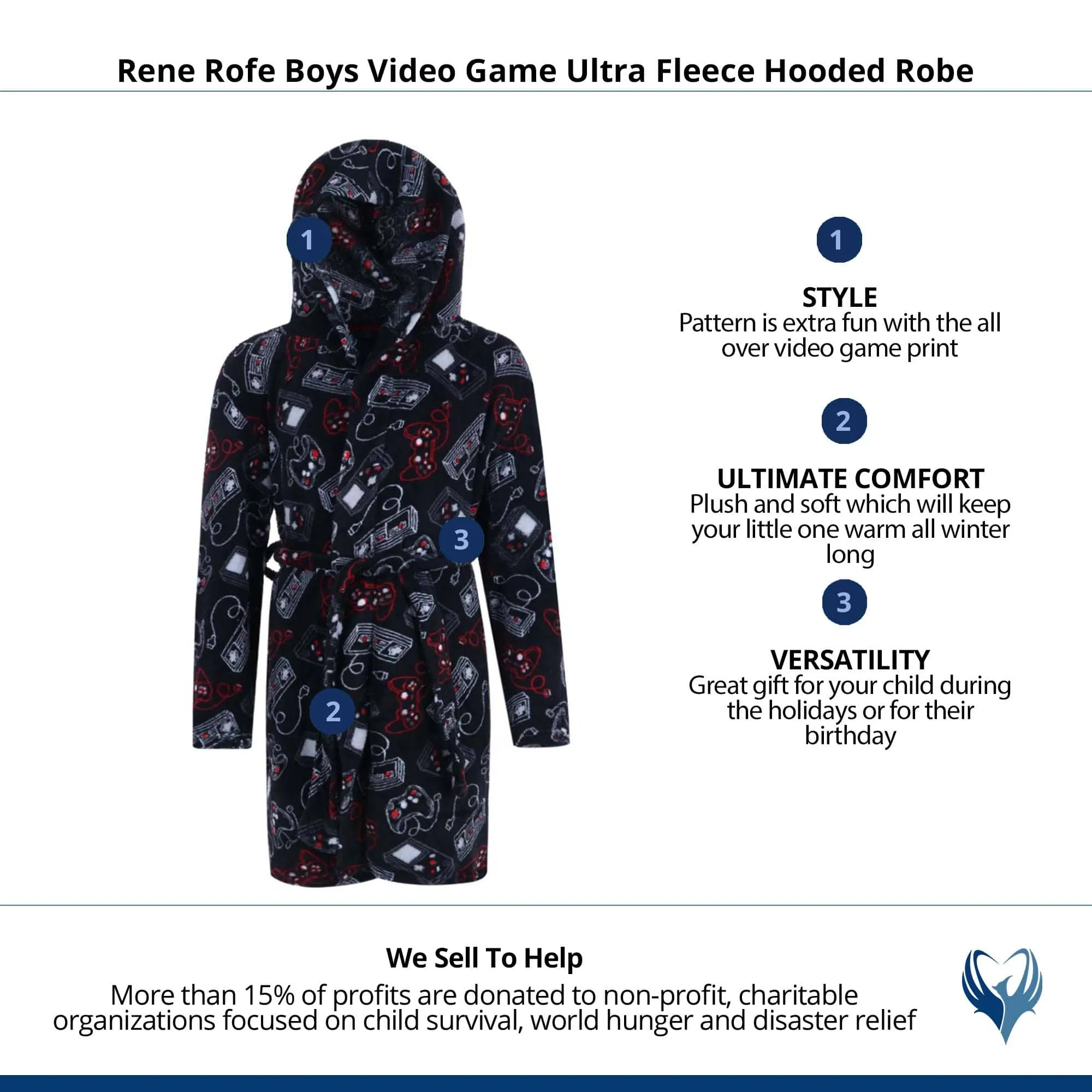 Rene Rofe Boys Video Game Ultra Fleece Hooded Robe