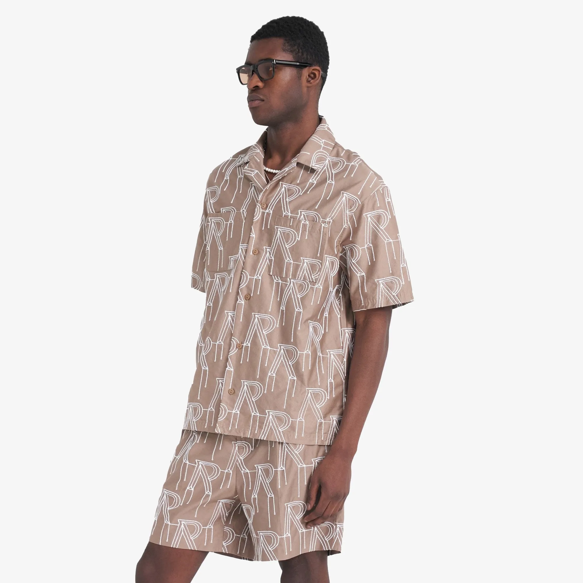 REPRESENT | EMBROIDERED INITIAL OVERSHIRT { WASHED TAUPE