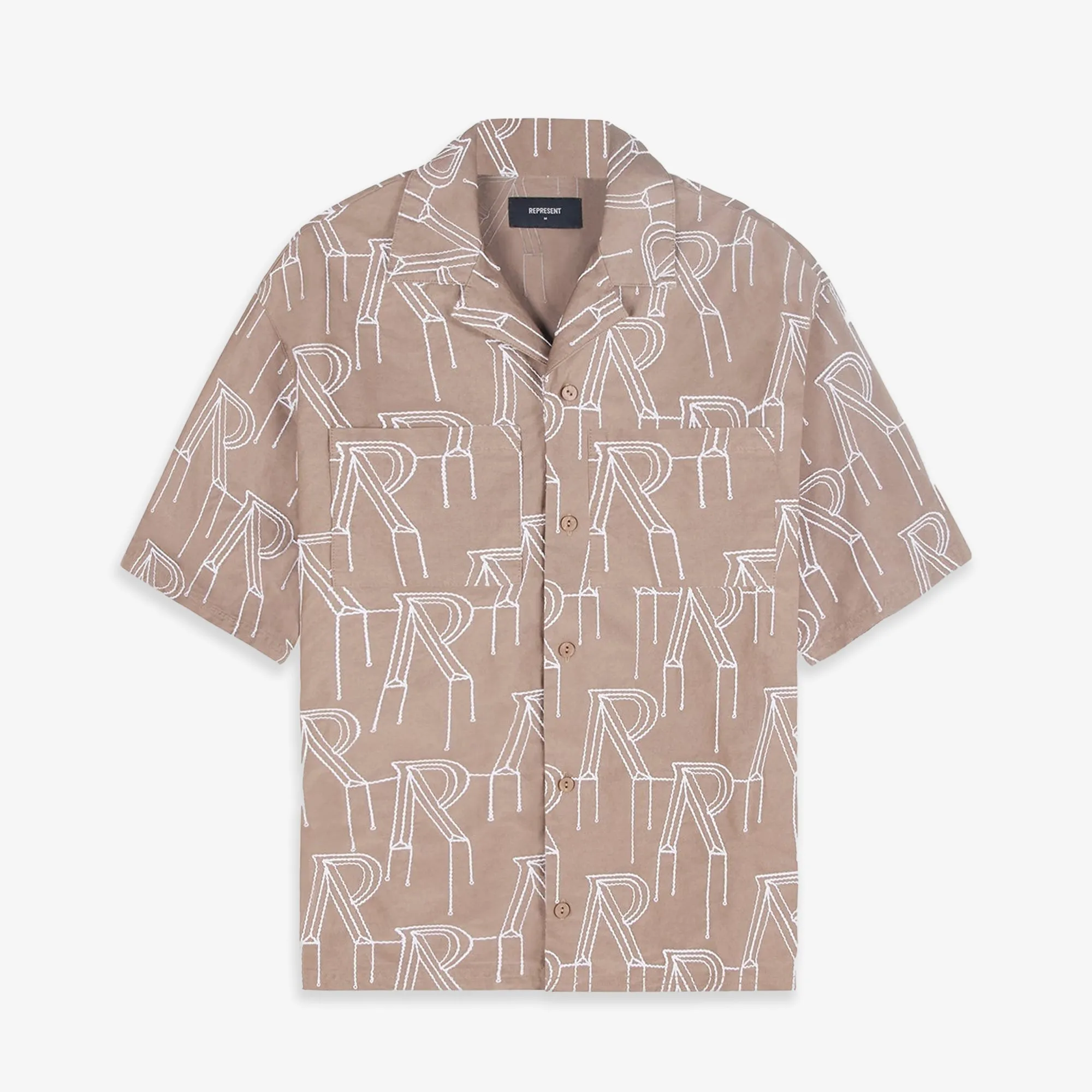 REPRESENT | EMBROIDERED INITIAL OVERSHIRT { WASHED TAUPE