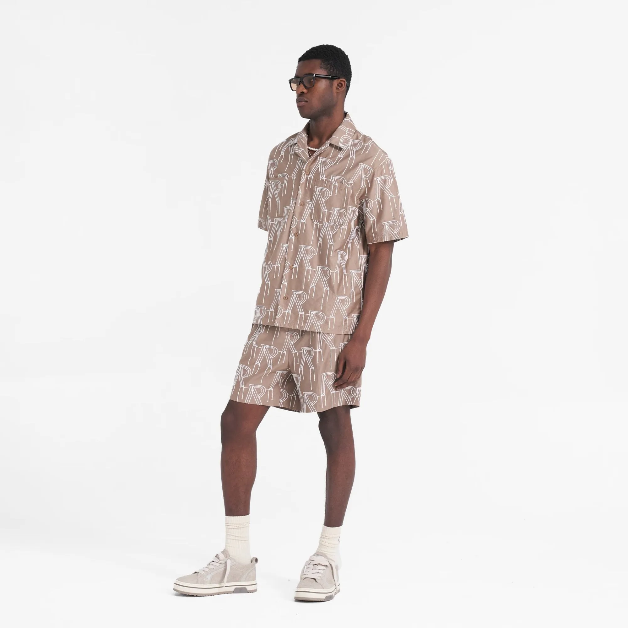 REPRESENT | EMBROIDERED INITIAL OVERSHIRT { WASHED TAUPE