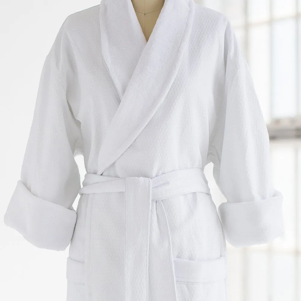 Resort Waffle & Plush Spa Robe - White