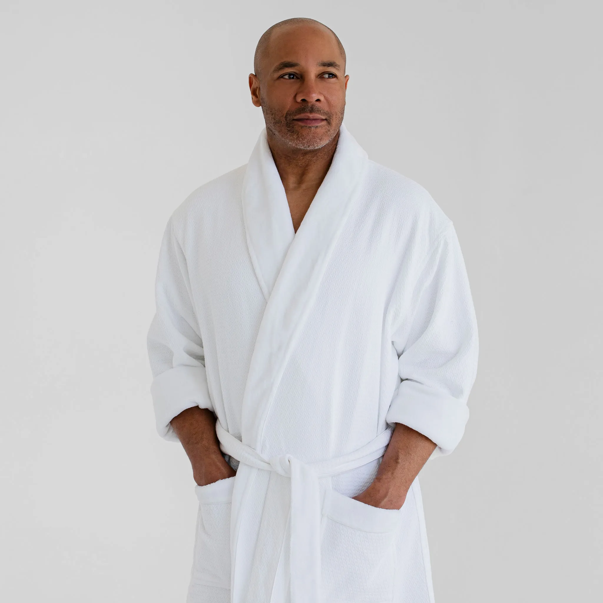 Resort Waffle & Plush Spa Robe - White
