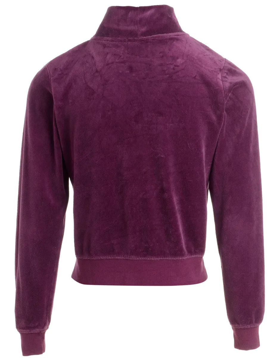 Reworked High Neck Velour Track Jacket - S