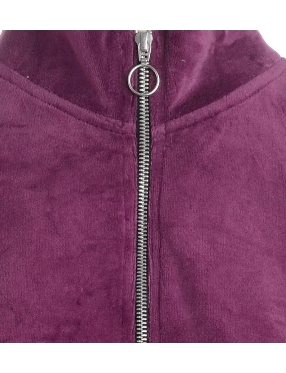 Reworked High Neck Velour Track Jacket - S