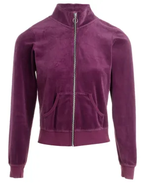 Reworked High Neck Velour Track Jacket - S