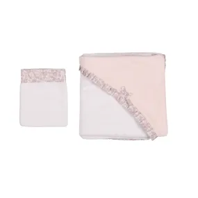 ROSE SWEET | Girls Pink Floral Hooded Towel & Washcloth (2)