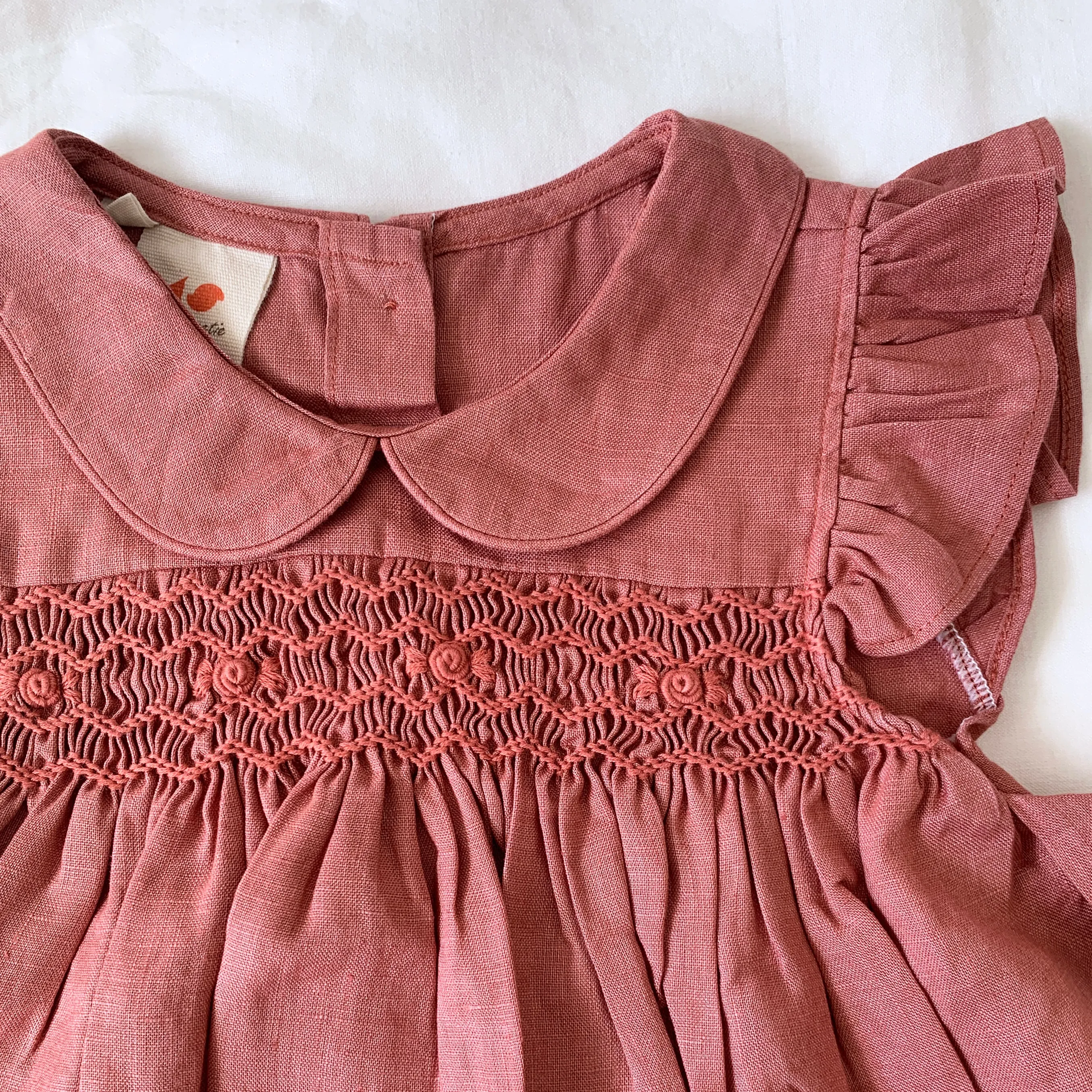 Rosewood Linen Smocked Dress