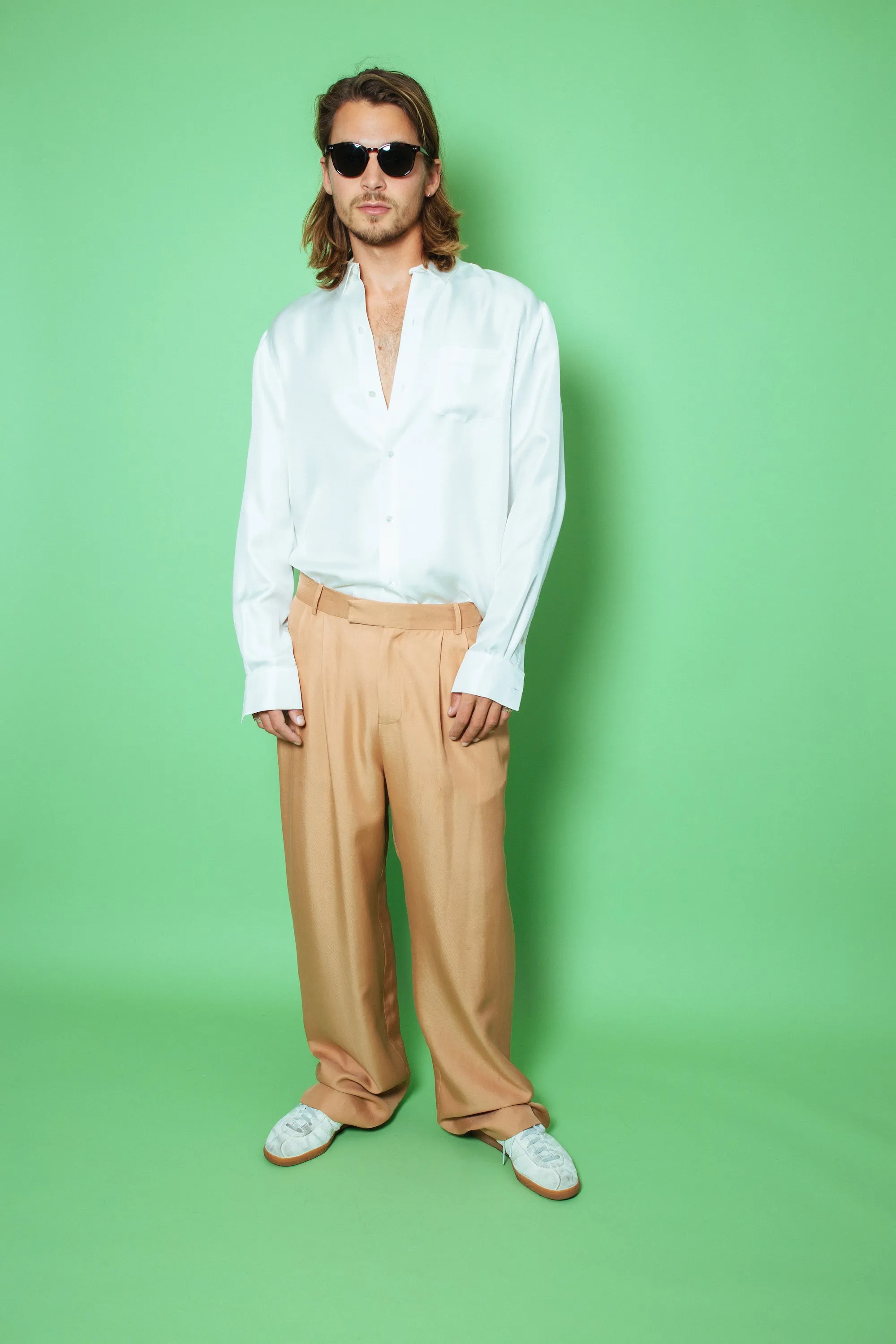 Ruben Long Sleeve Silk Shirt White Man