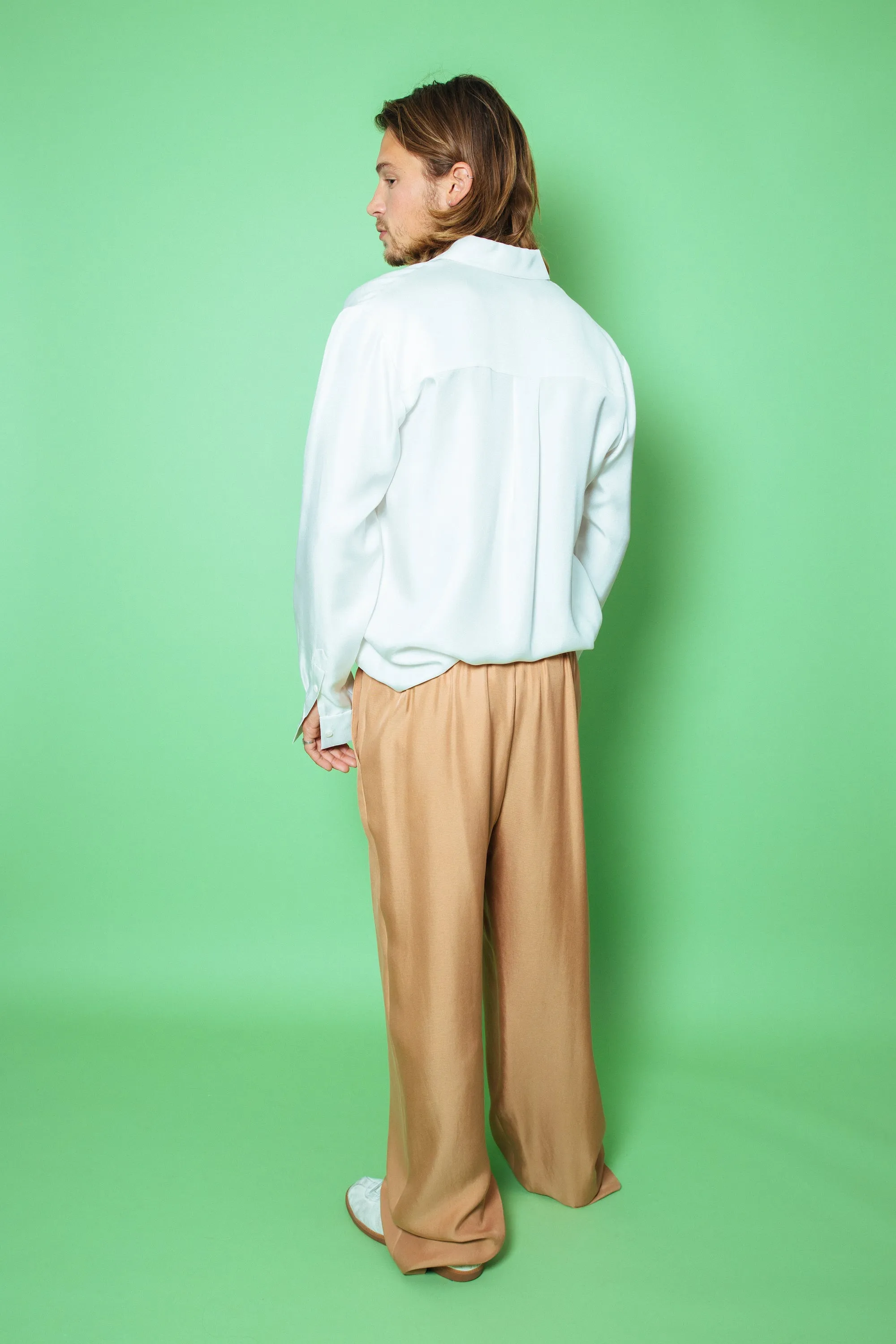Ruben Long Sleeve Silk Shirt White Man