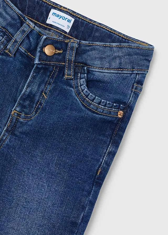 Ruffle Pocket Stretch Denim