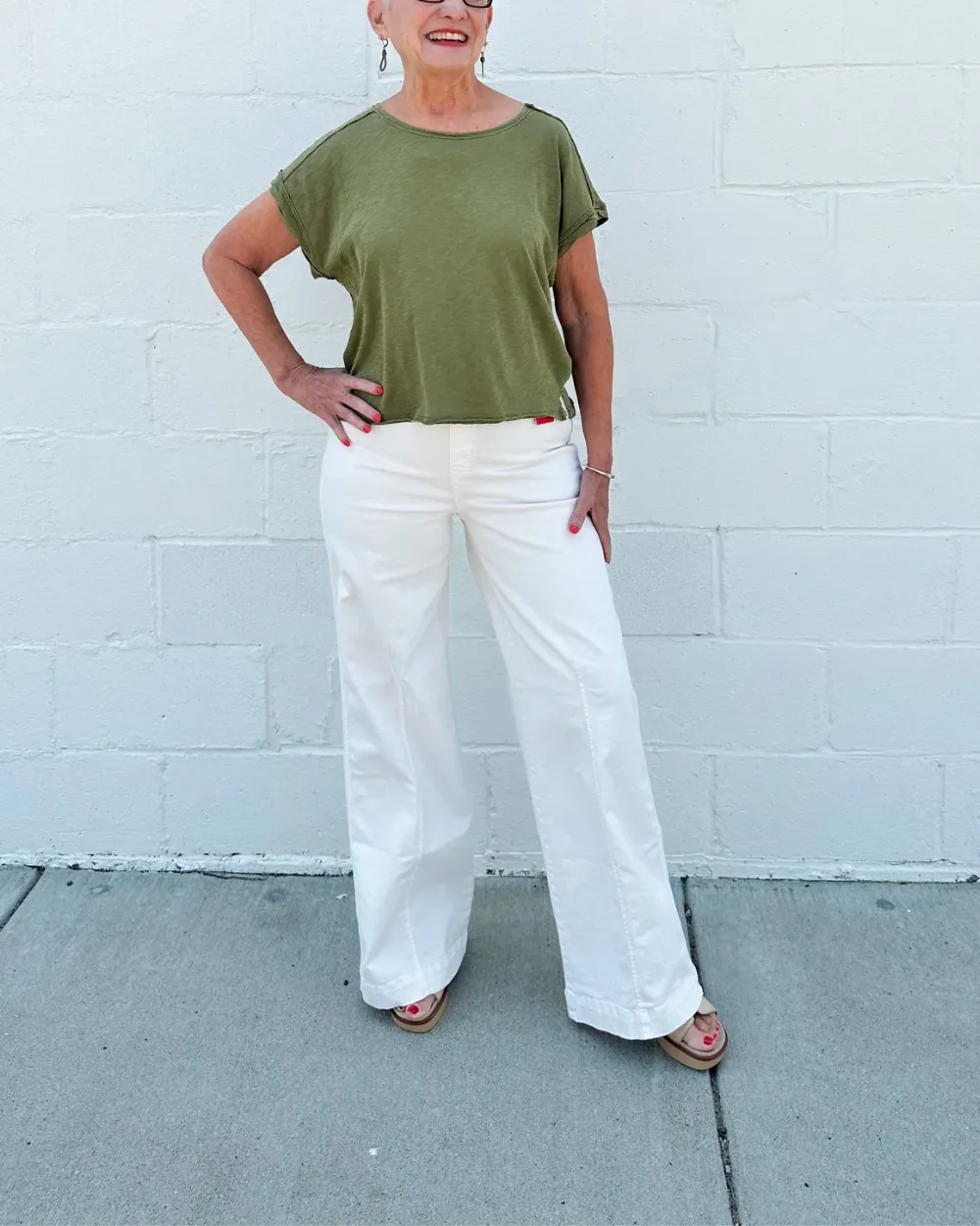 Seamed Front Wide Leg Denim Jeans