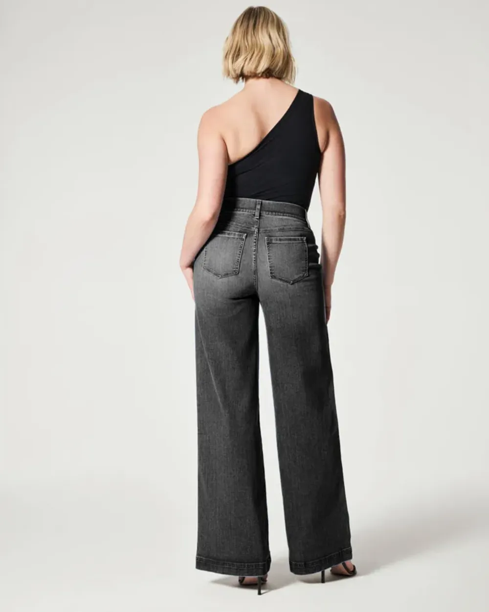 Seamed Front Wide Leg Denim Jeans