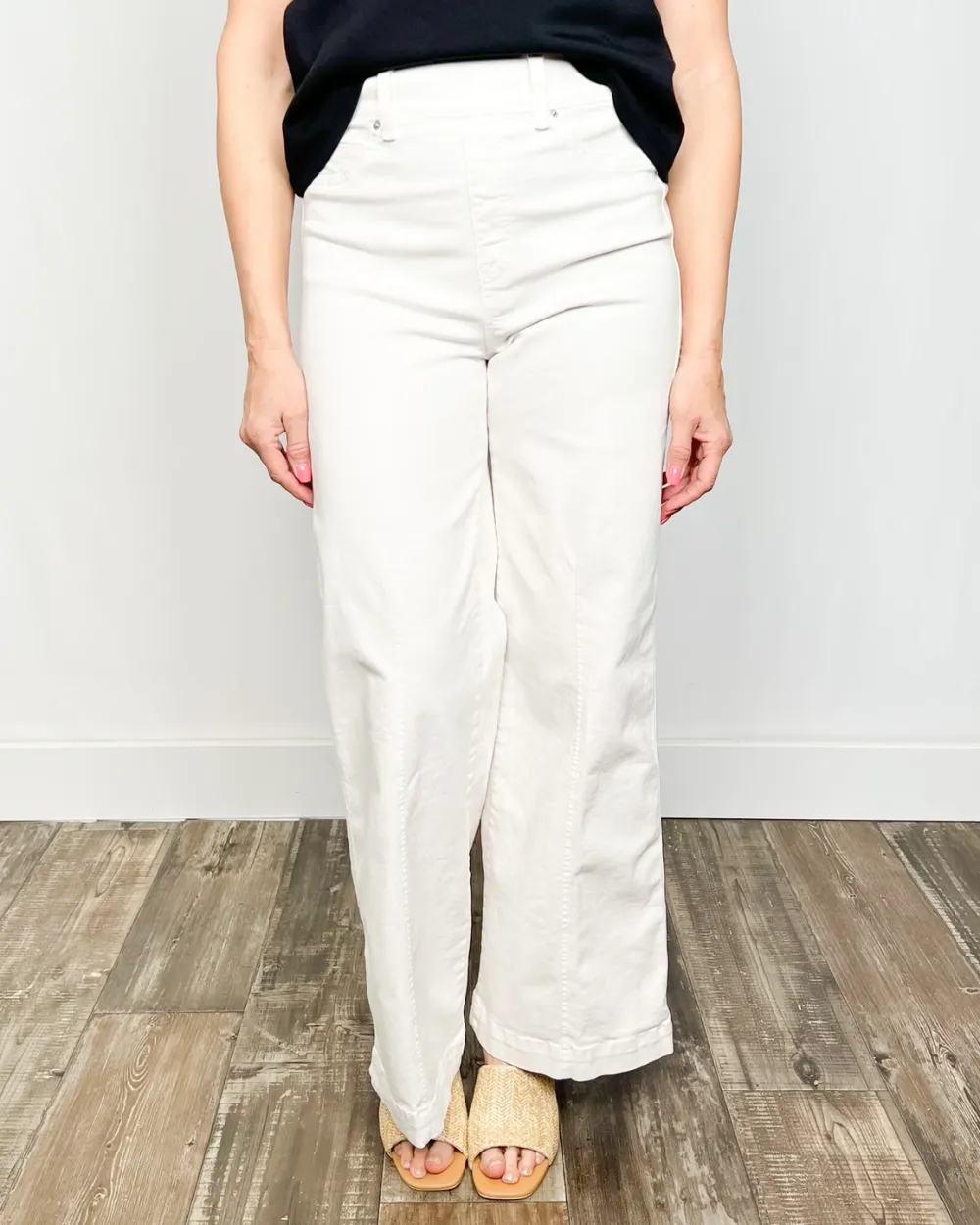 Seamed Front Wide Leg Denim Jeans