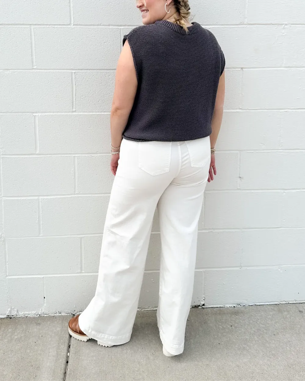 Seamed Front Wide Leg Denim Jeans