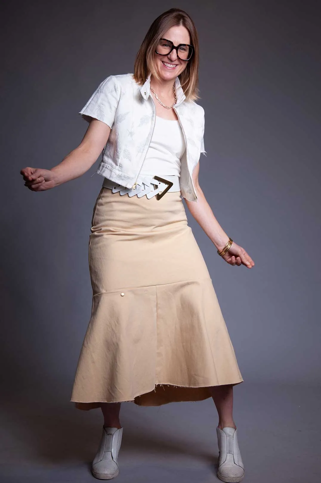 Short Sleeve Summer Jacket - Feathered Denim
