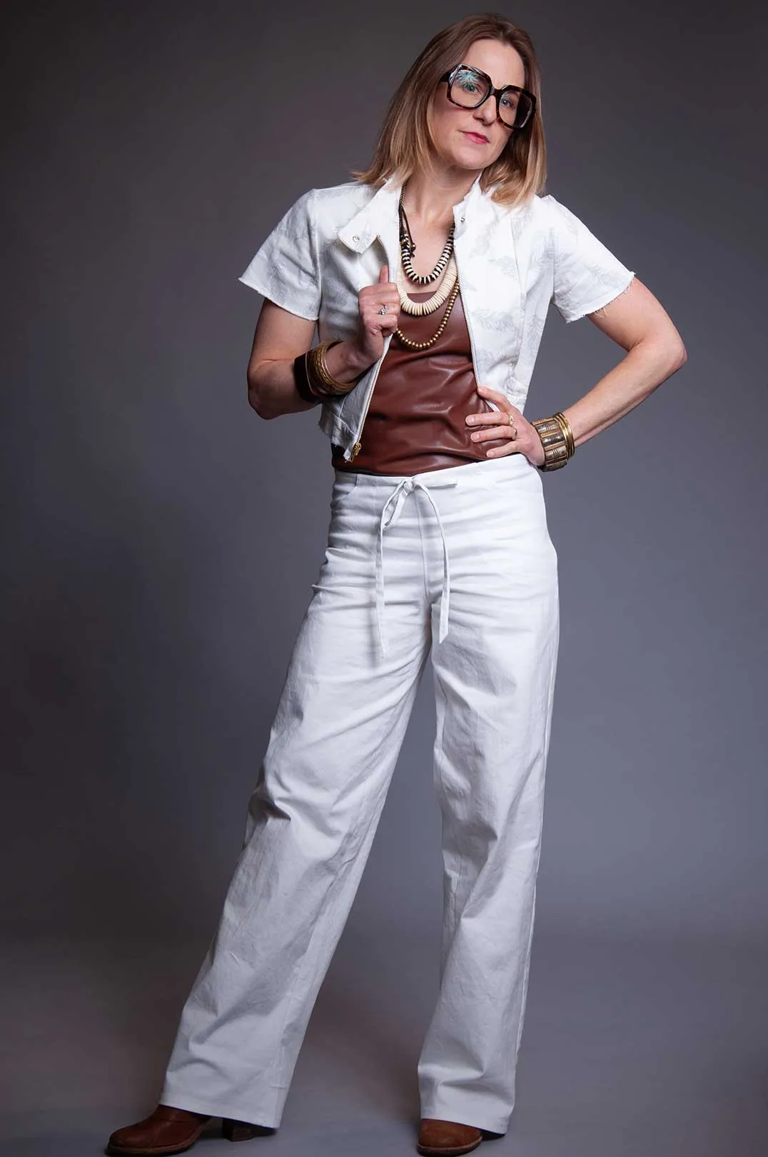 Short Sleeve Summer Jacket - Feathered Denim