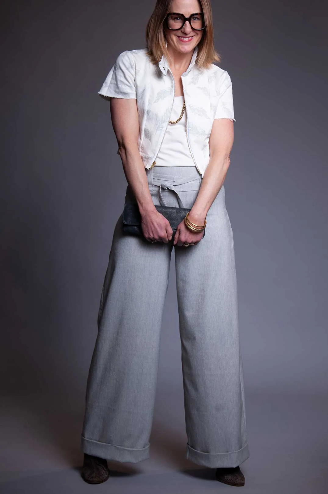 Short Sleeve Summer Jacket - Feathered Denim