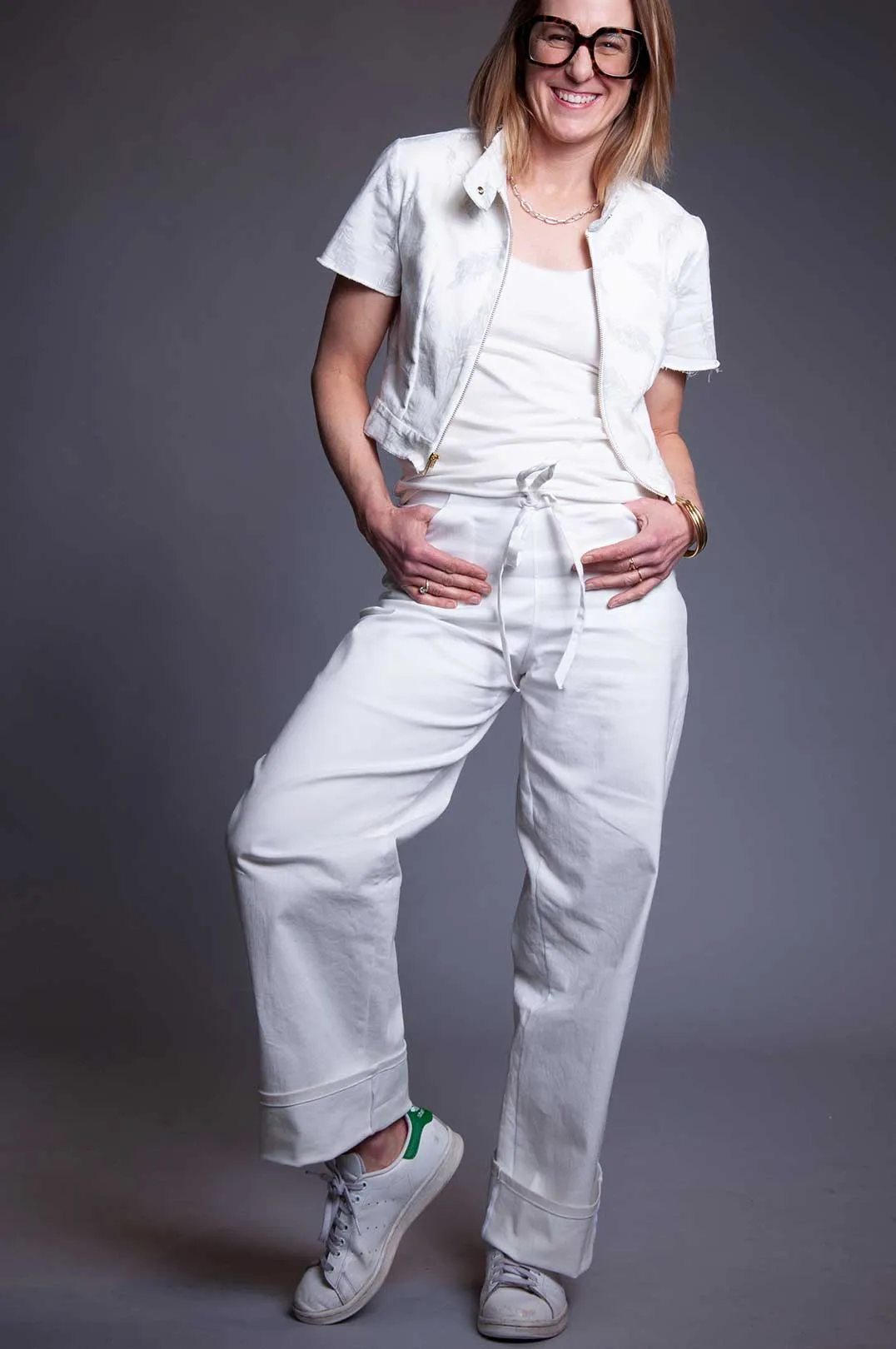 Short Sleeve Summer Jacket - Feathered Denim
