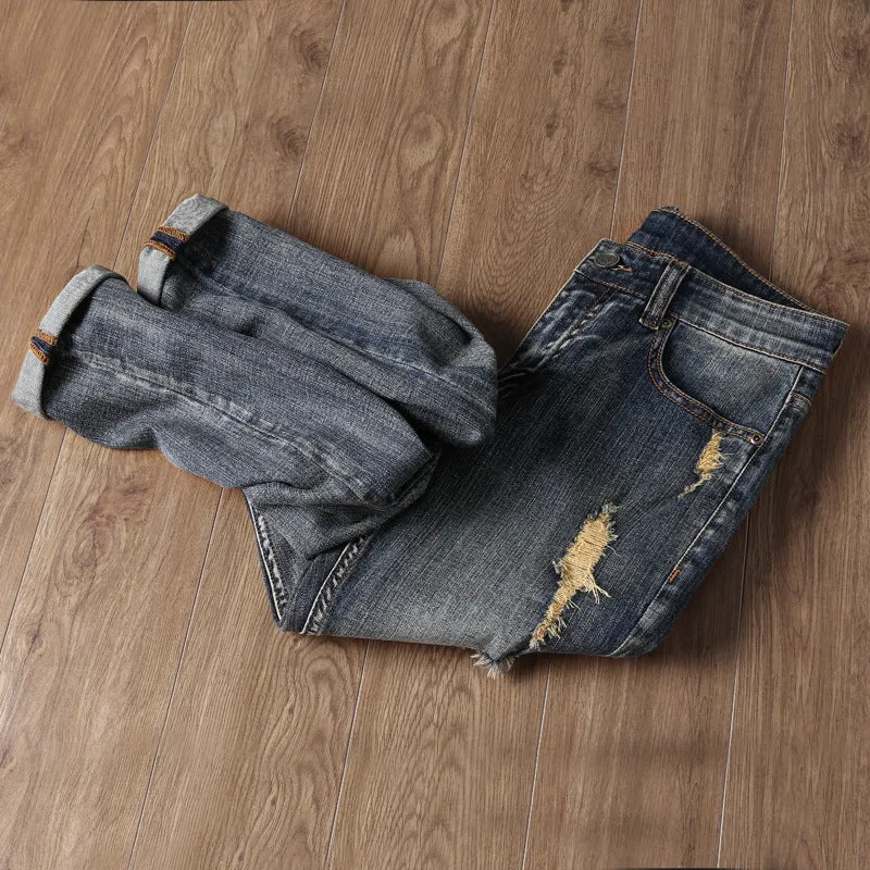 Shredded embroidered indian jeans
