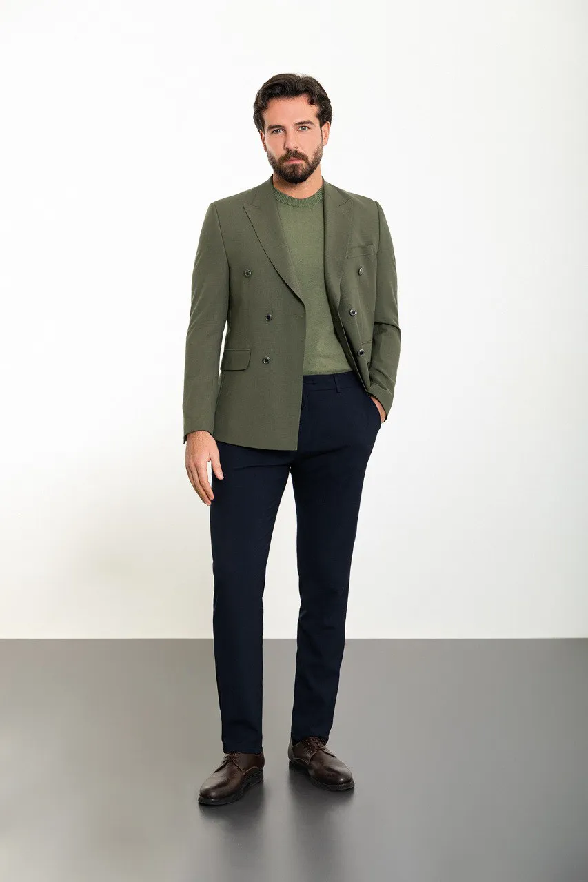 Simon Khaki Double Breasted Blazer
