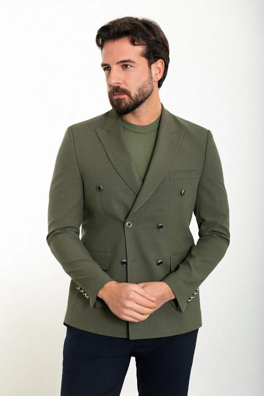 Simon Khaki Double Breasted Blazer