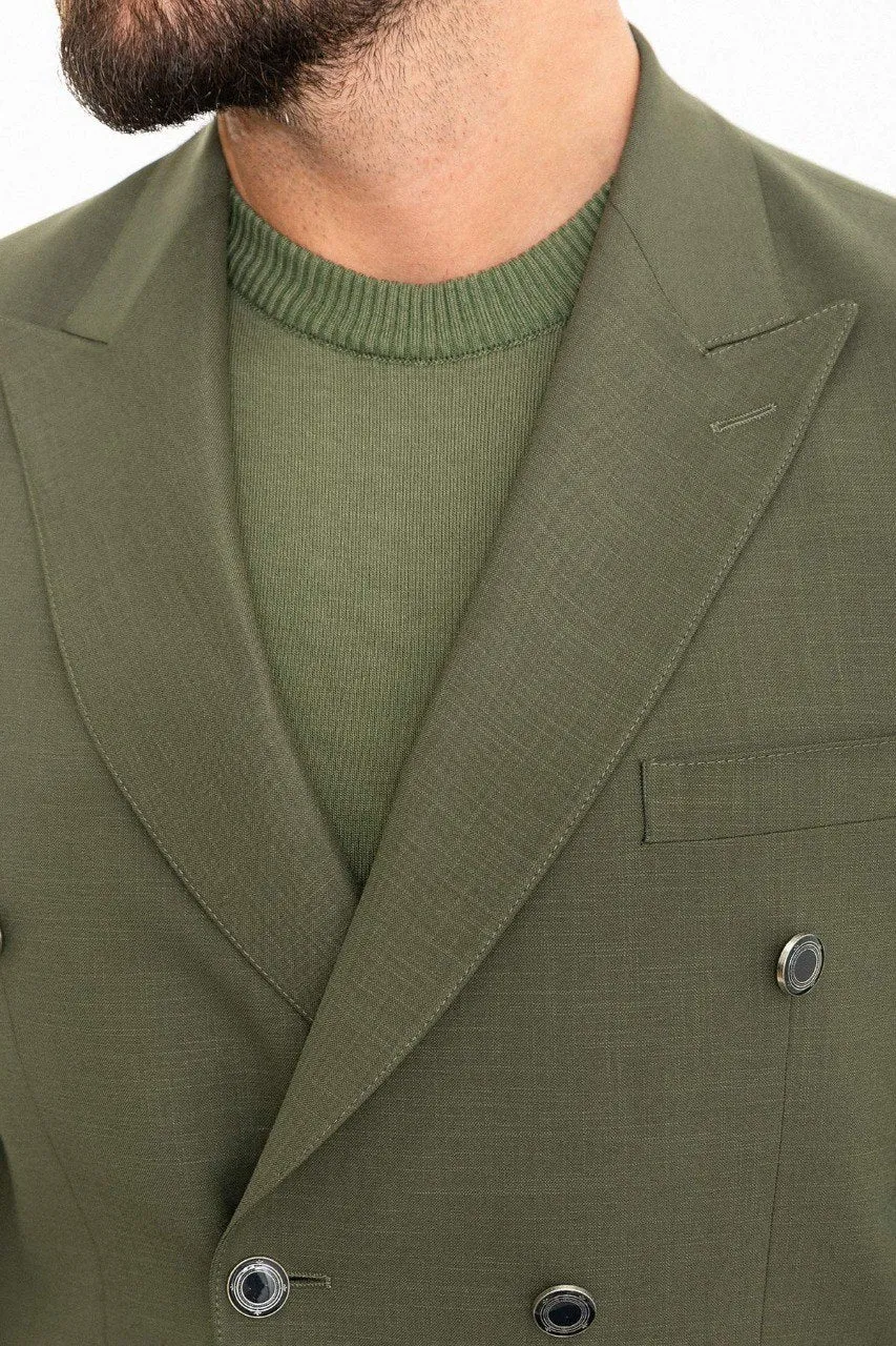Simon Khaki Double Breasted Blazer