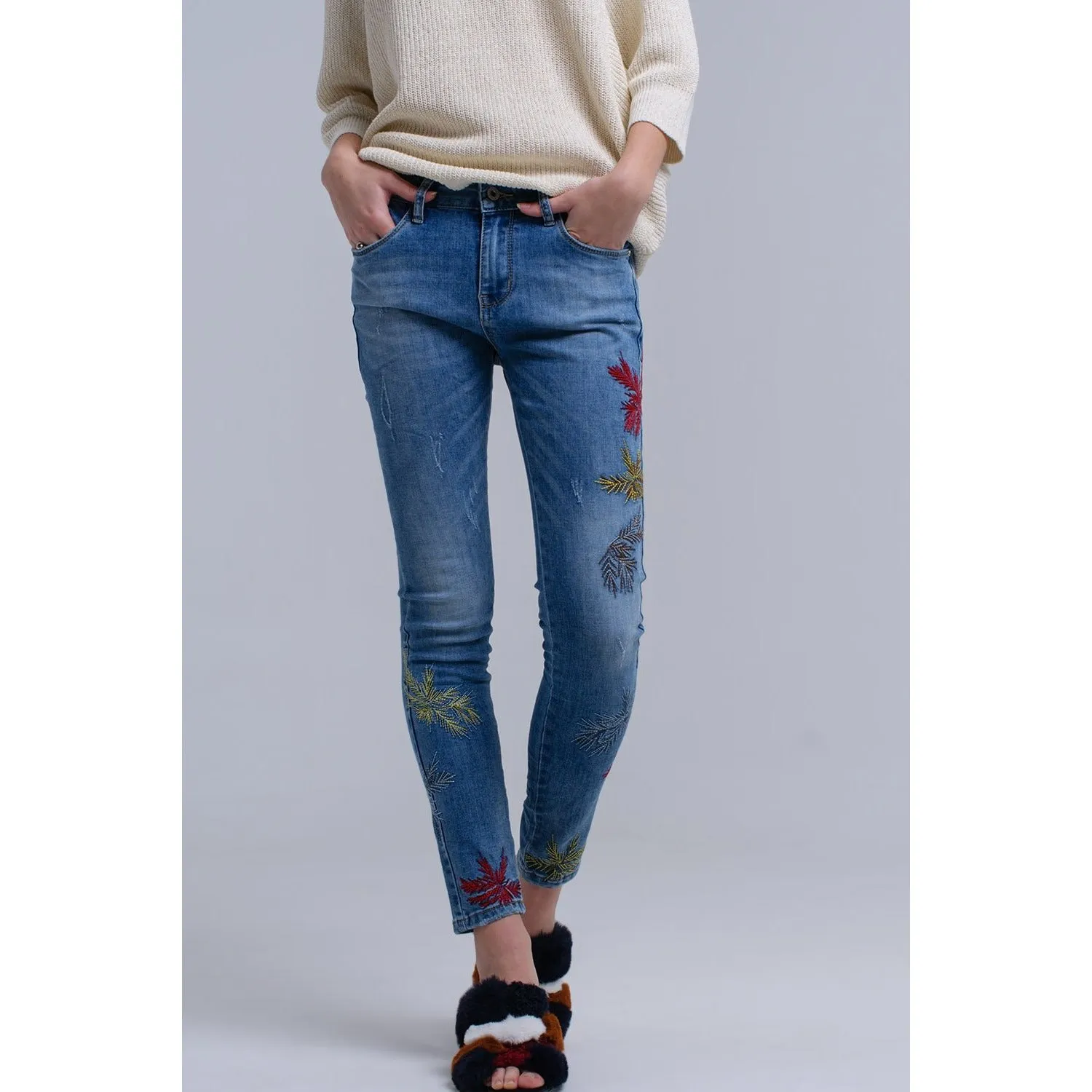 Skinny Embroidered Jeans