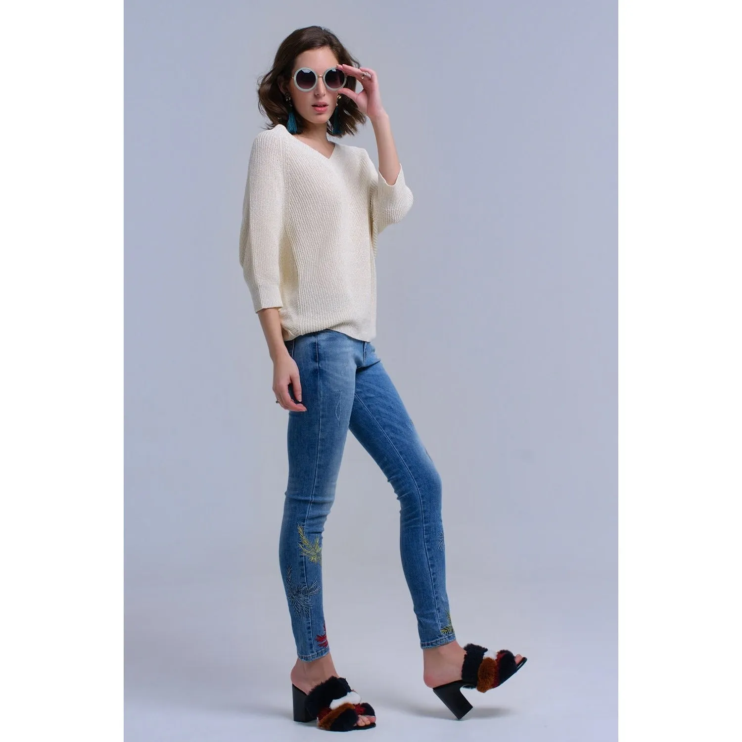 Skinny Embroidered Jeans